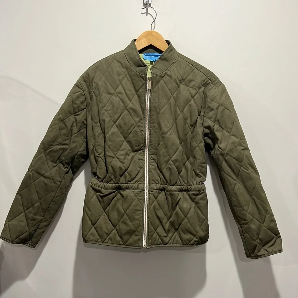 Draper James Olive Quilted Zip-Front Jacket